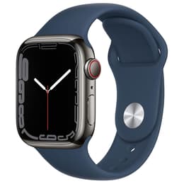 Apple Watch Series 7 (2021) GPS + Cellular 45 mm - Rostfreier Stahl Graphit - Sportarmband Blau