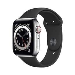 Apple Watch Series 6 (2020) GPS + Cellular 44 mm - Aluminium Silber - Sportarmband Schwarz