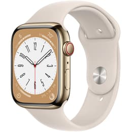 Apple Watch Series 8 (2022) GPS + Cellular 41 mm - Rostfreier Stahl Gold - Sportarmband Polarstern