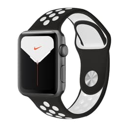 Apple Watch Series 5 (2019) GPS 44 mm - Aluminium Space Grau - Nike Sportarmband Schwarz/Weiß