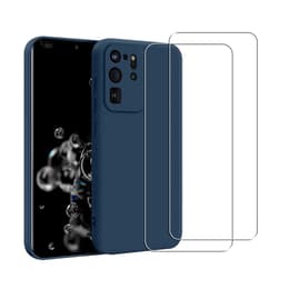 Hülle Galaxy S20 Ultra 5G und 2 schutzfolien - Silikon - Blau