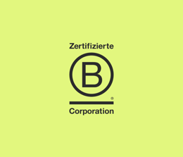 B Corp logo with a green background