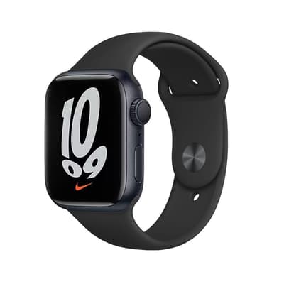 2. Bild von Apple Watch (Series 7) 2021 GPS + Cellular 41 mm - Aluminium Mitternacht - Nike Sportarmband Schwarz