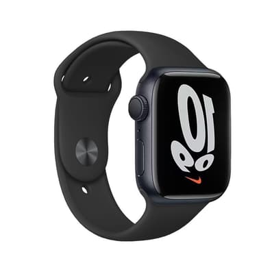 4. Bild von Apple Watch (Series 7) 2021 GPS + Cellular 41 mm - Aluminium Mitternacht - Nike Sportarmband Schwarz
