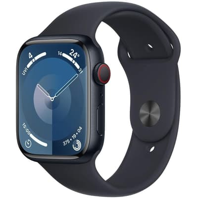 2. Bild von Apple Watch (Series 8) 2023 GPS + Cellular 45 mm - Aluminium Mitternacht - Sportarmband Schwarz