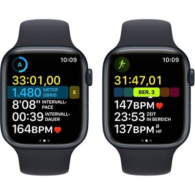 3. Bild von Apple Watch (Series 8) 2023 GPS + Cellular 45 mm - Aluminium Mitternacht - Sportarmband Schwarz