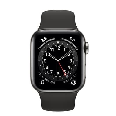 3. Bild von Apple Watch (Series 6) 2020 GPS + Cellular 40 mm - Rostfreier Stahl Graphit - Sportarmband Schwarz